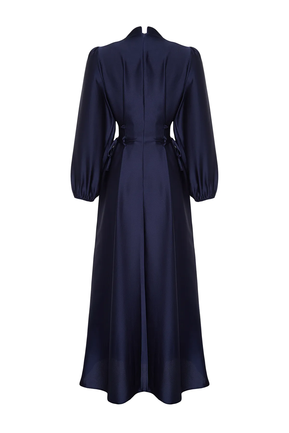 Trendyol Modest  Marineblaues Abendkleid aus Satin mit Taillengürtel TCTSS23DB00037