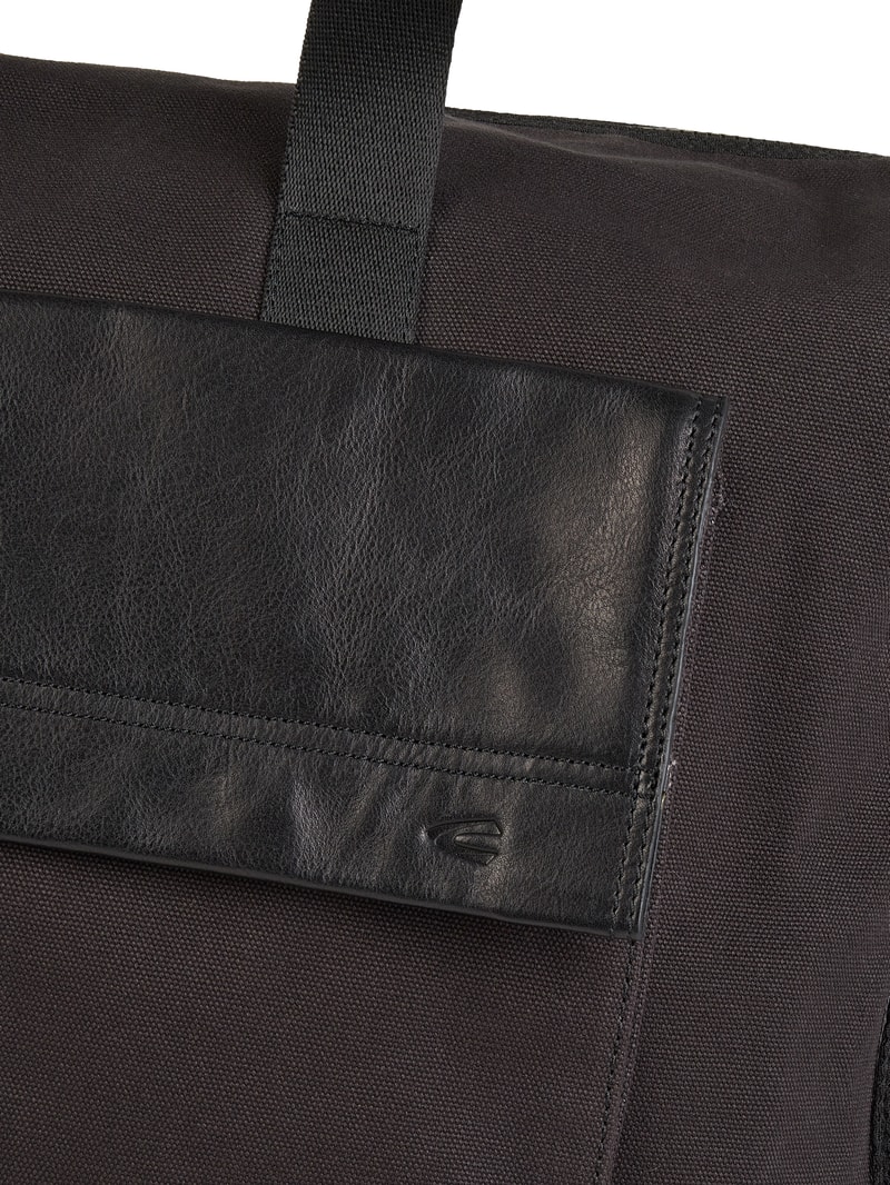Weekender mit Leder-Anteil in schwarz