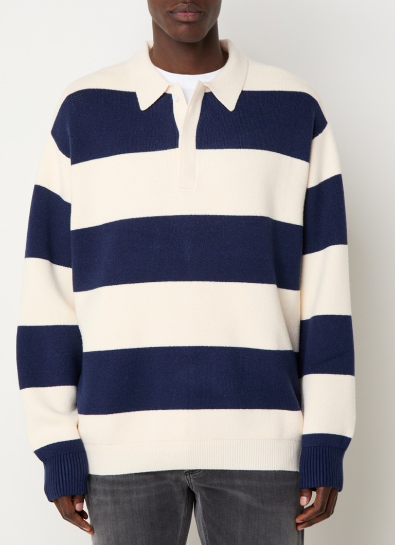 Denham Como fine-knit polo with stripe print