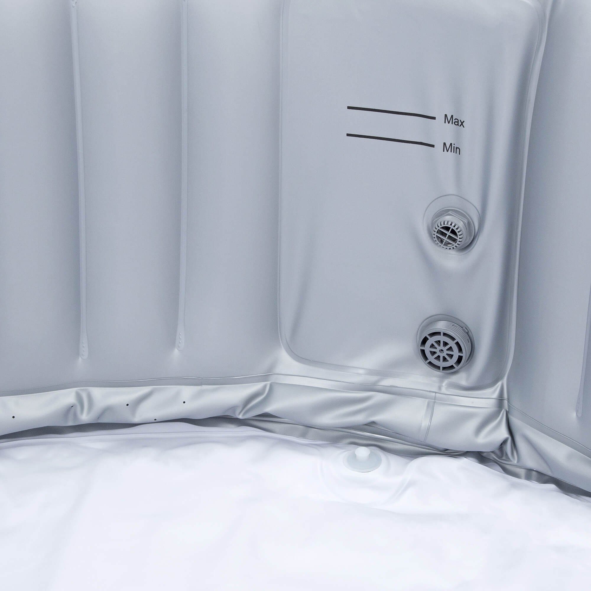 HOME DELUXE Whirlpool Outdoor aufblasbarer Whirlpool SPLASH ⌀ 208 cm, (Set, inkl. Kissen, Abdeckung, Getränkehalter & Sonnendach), Für bis zu 6 Personen, 130 Luftdüsen, Schnellheizung
