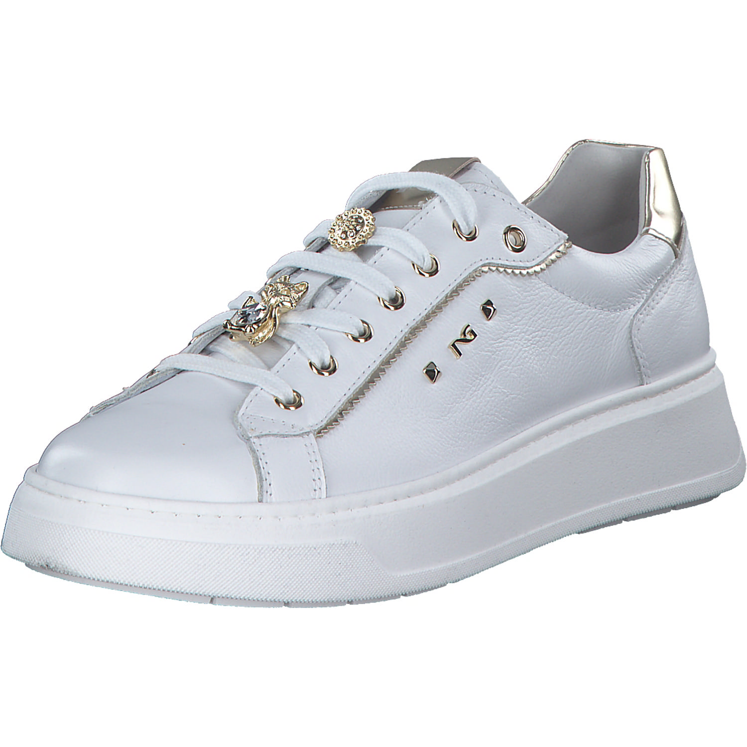 NeroGiardini E409975D, Schnürschuhe, Damen, Weiss-Gold