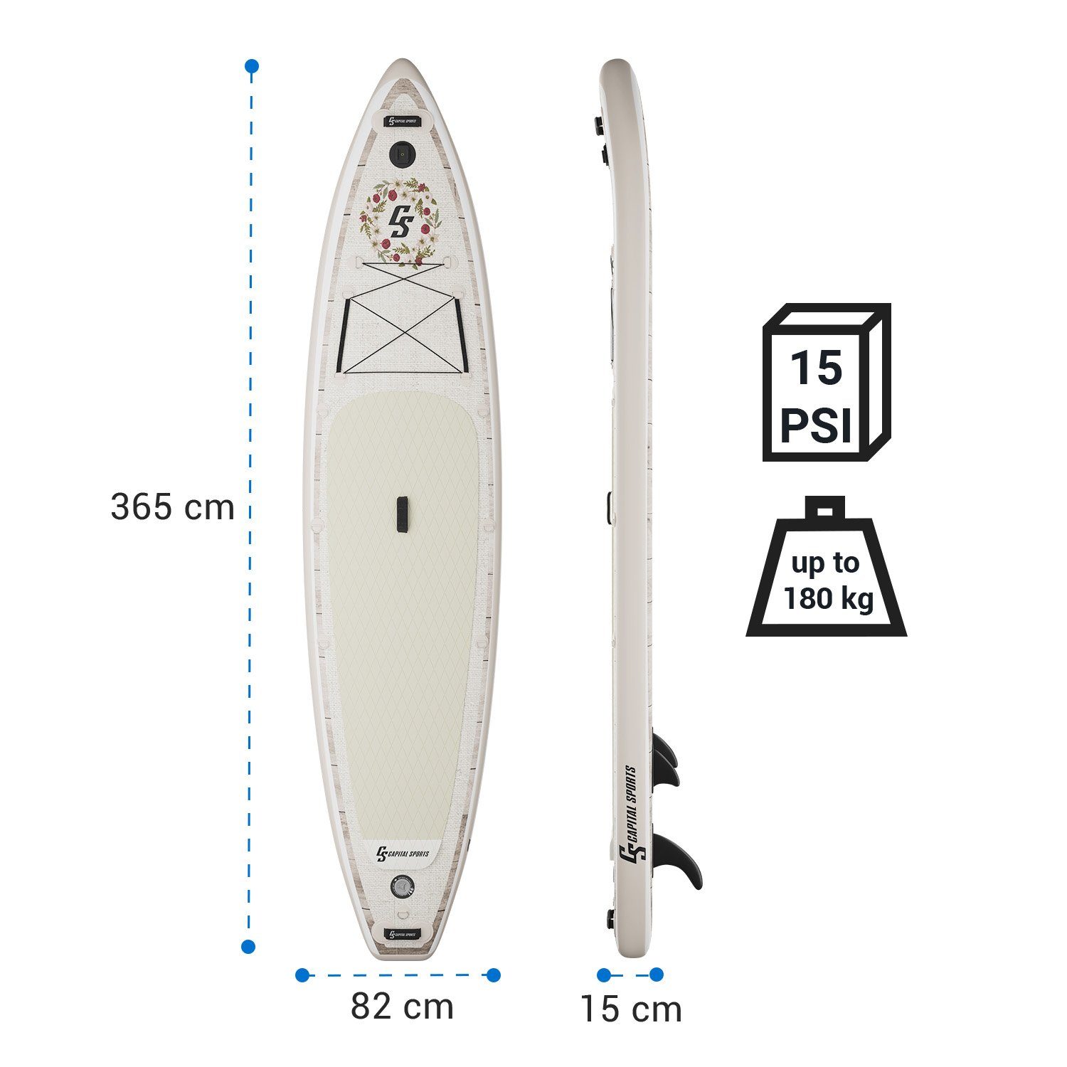 Capital Sports Inflatable SUP-Board Kipu Allrounder 365, Paddle Board, (Set), Stand Up Paddling Board Standup Paddle Board SUP Board Paddel Board