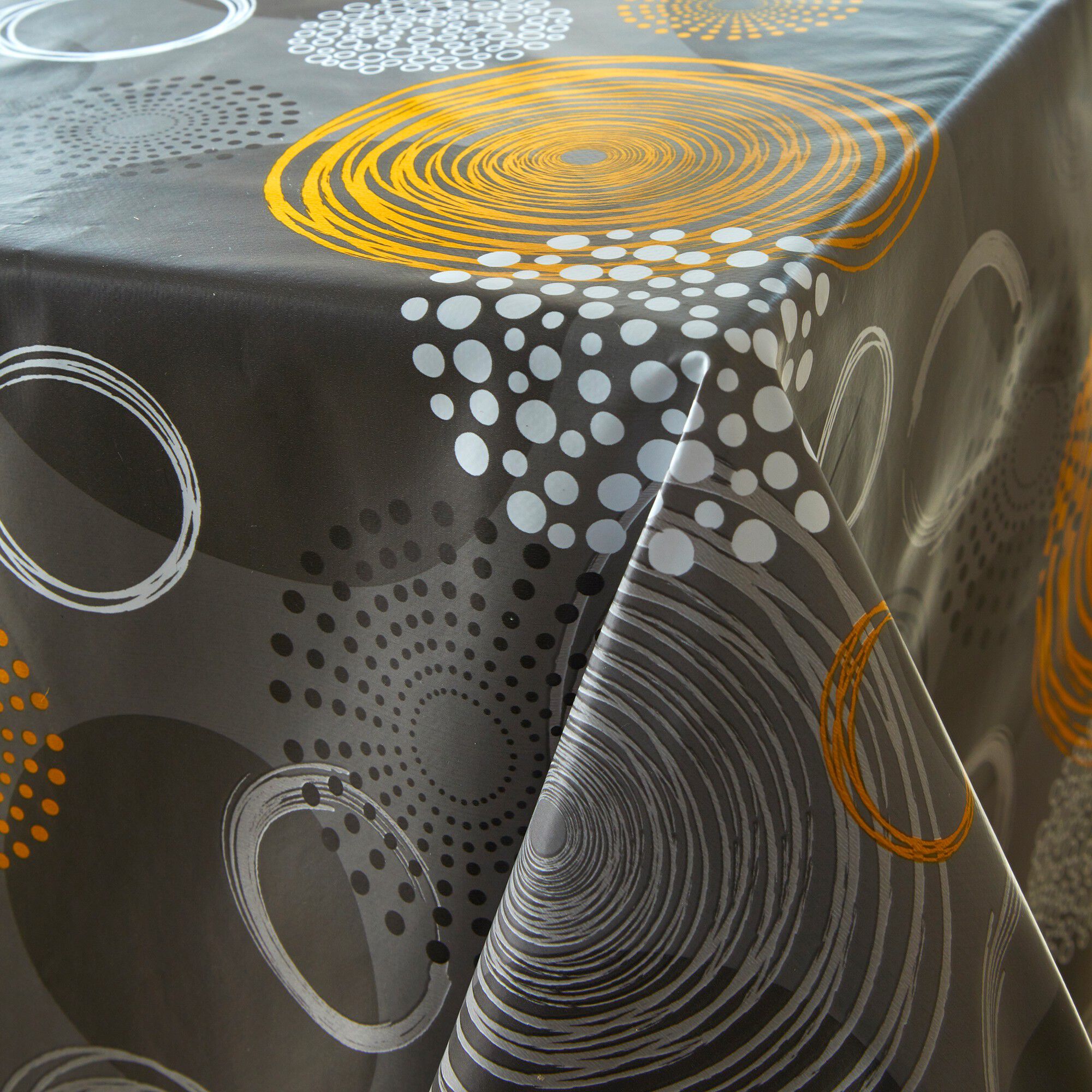 Nappe toile cirée imprimé cercles graphiques