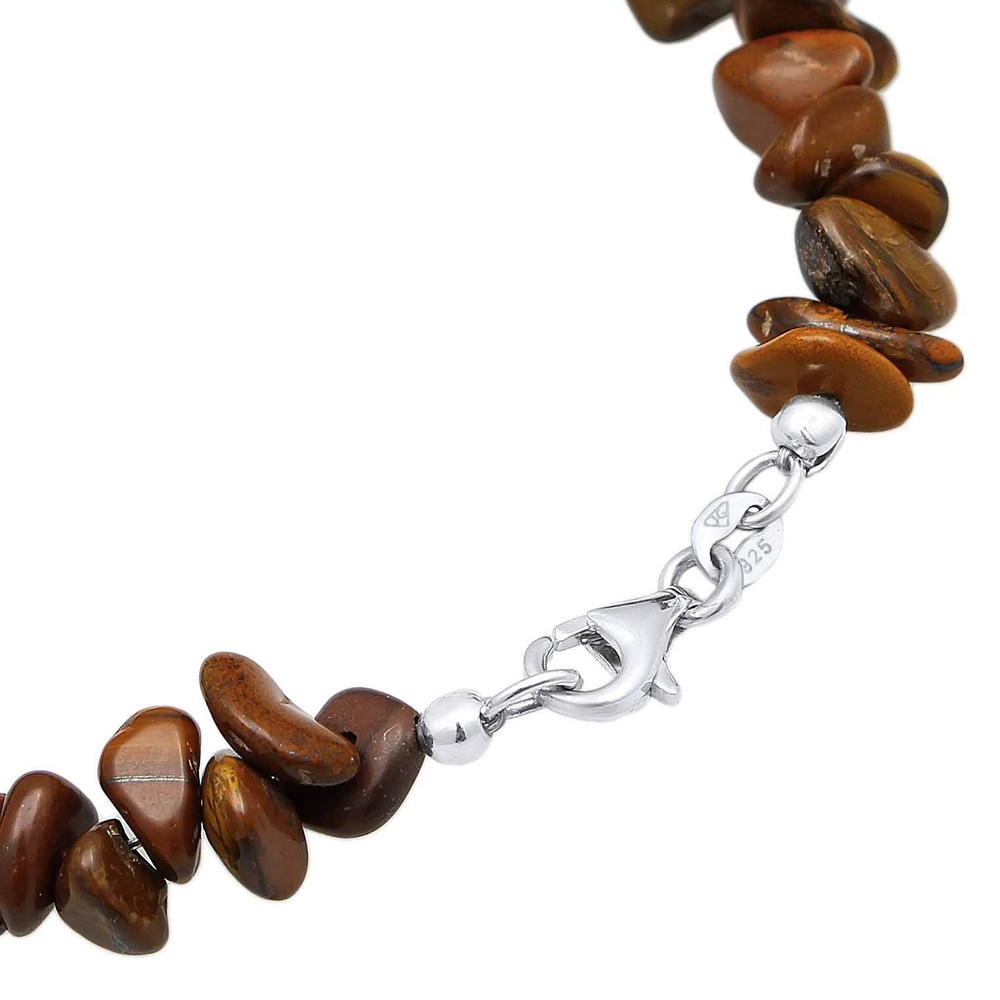 KUZZOI KUZZOI Bracelet Hommes boho éclat avec pierres précieuses œil de tigre en argent  Bracelet