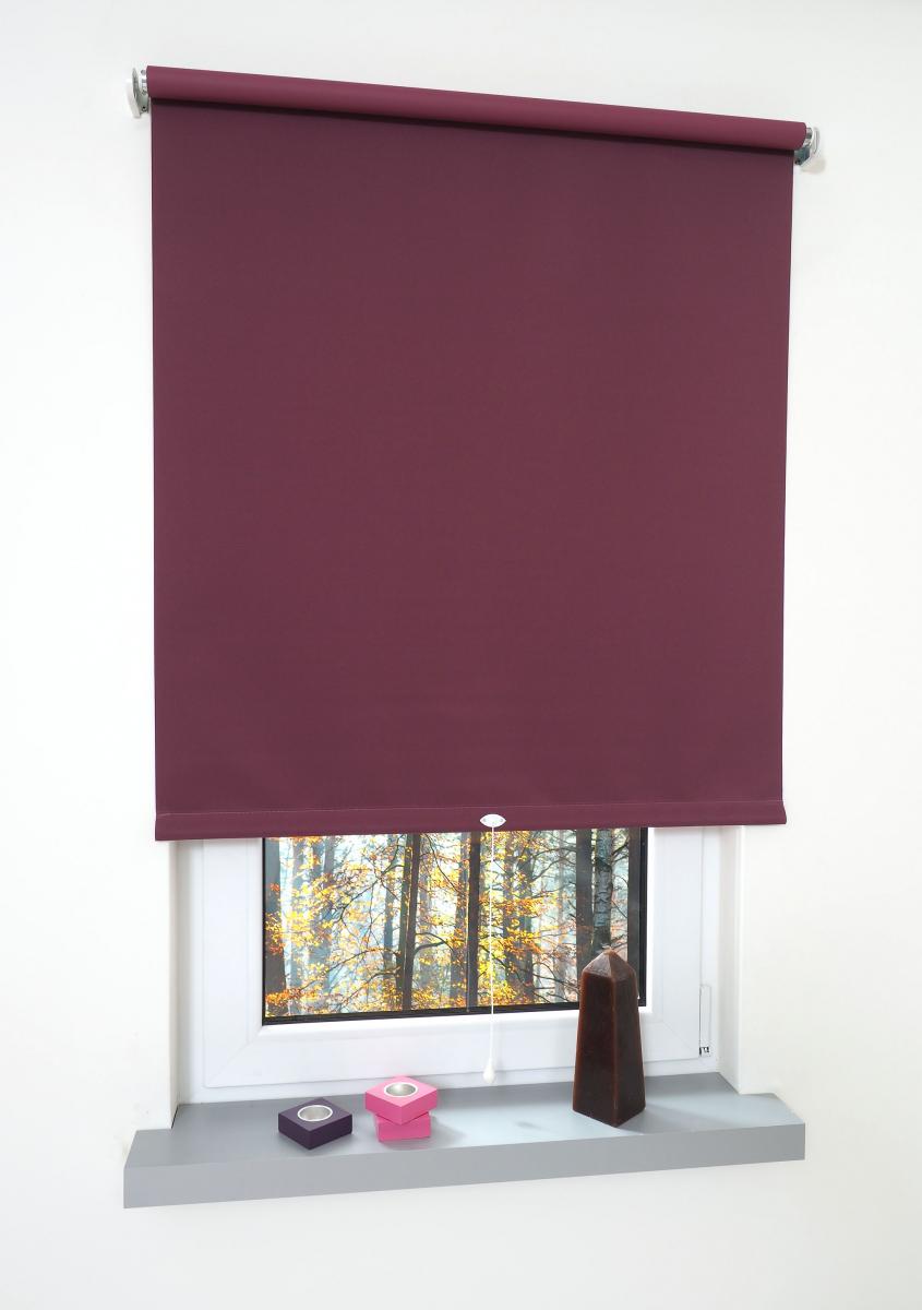 Bella Casa Rollo, Mittelzugrollo Uni Verdunkelung, 92 x 180 cm, brombeer