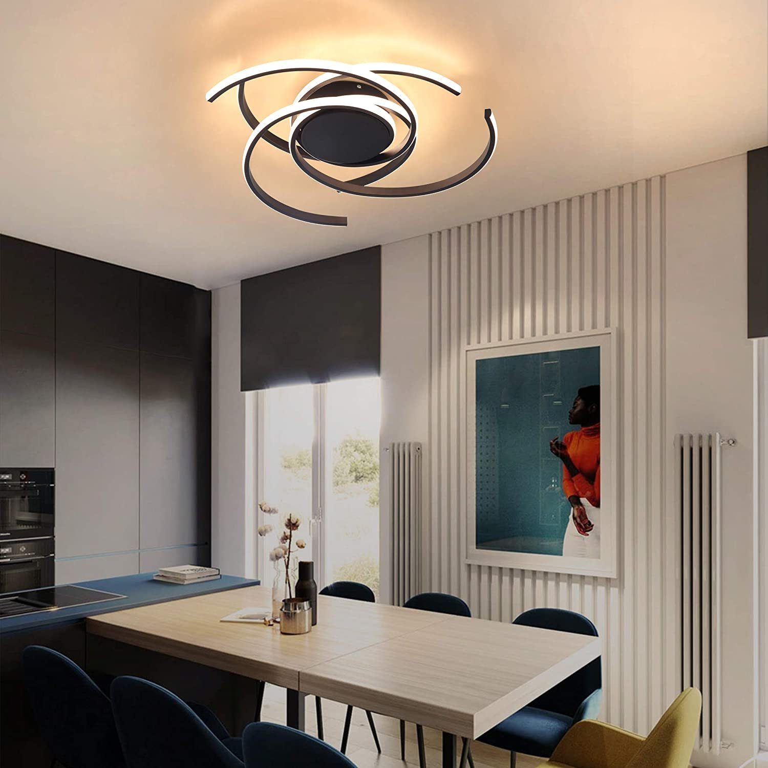 ZMH LED Deckenleuchte 77W dimmbar Fernbedienung Eisen Aluminium, LED fest integriert, warmweiß-kaltweiß