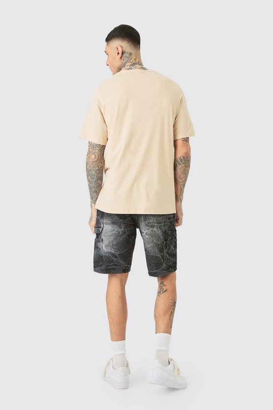 Tall T-Shirt mit Official-Print in Sand