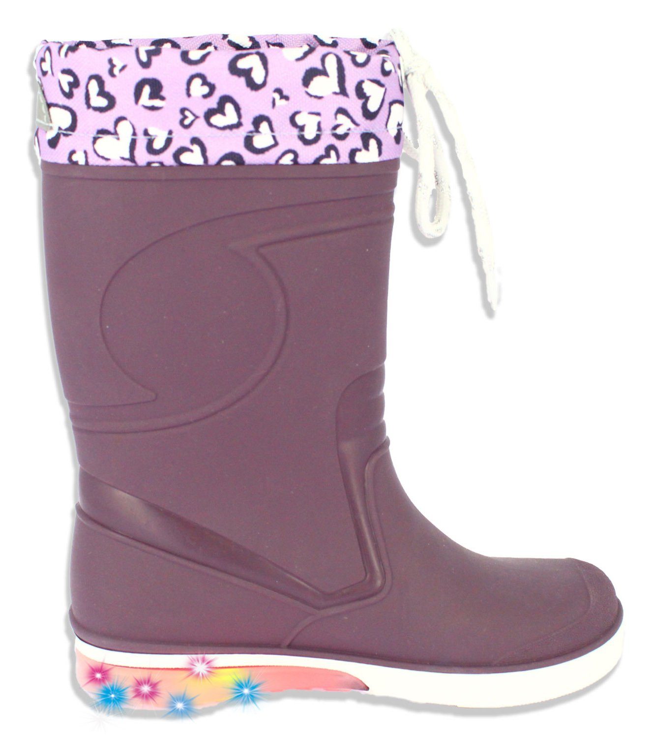 Beck Blinking Valentine mit Warmfutter Regenstiefel mit Blinkersohle Gummistiefel (für Mädchen, für warme, trockene Füße bei Nässe und Kälte) Wasserdicht, Warmfutter, schmale Passform