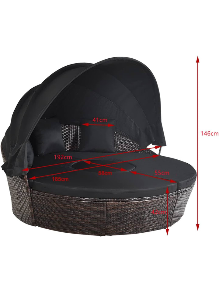 COSTWAY Sonneninsel mit Sonnendach in Schwarz günstig kaufen onesize