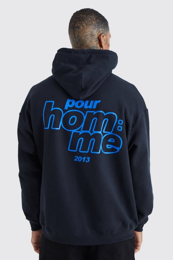 Oversize Hoodie mit Pour Homme Print