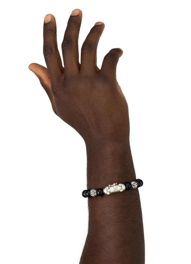 Buddha to Buddha Spirit Bead silver beaded bracelet with onyx