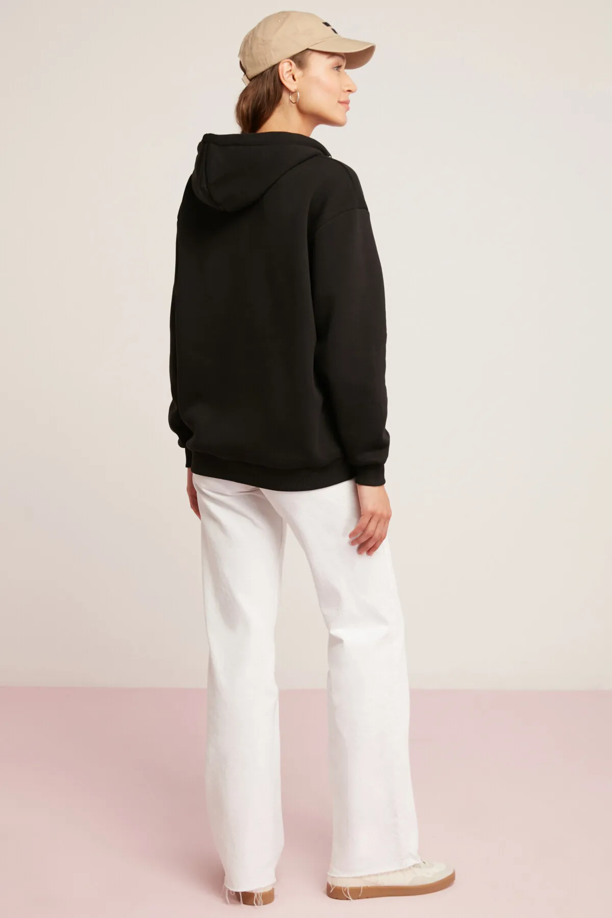 ETHIQUET  Oynx Damen-Fleece-Sweatshirt mit weicher Kapuze und Reißverschluss in Schwarz