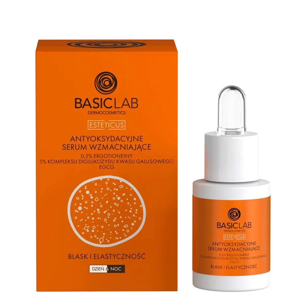 BasicLab Esteticus antioksidativni serum za jačanje kože 0,5% ergotionein, 5% kompleks 15 ml