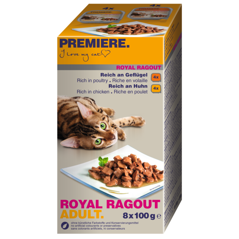 PREMIERE Nassfutter PREMIERE Multipack 8x100g Royal Ragout mit Geflügel und Huhn