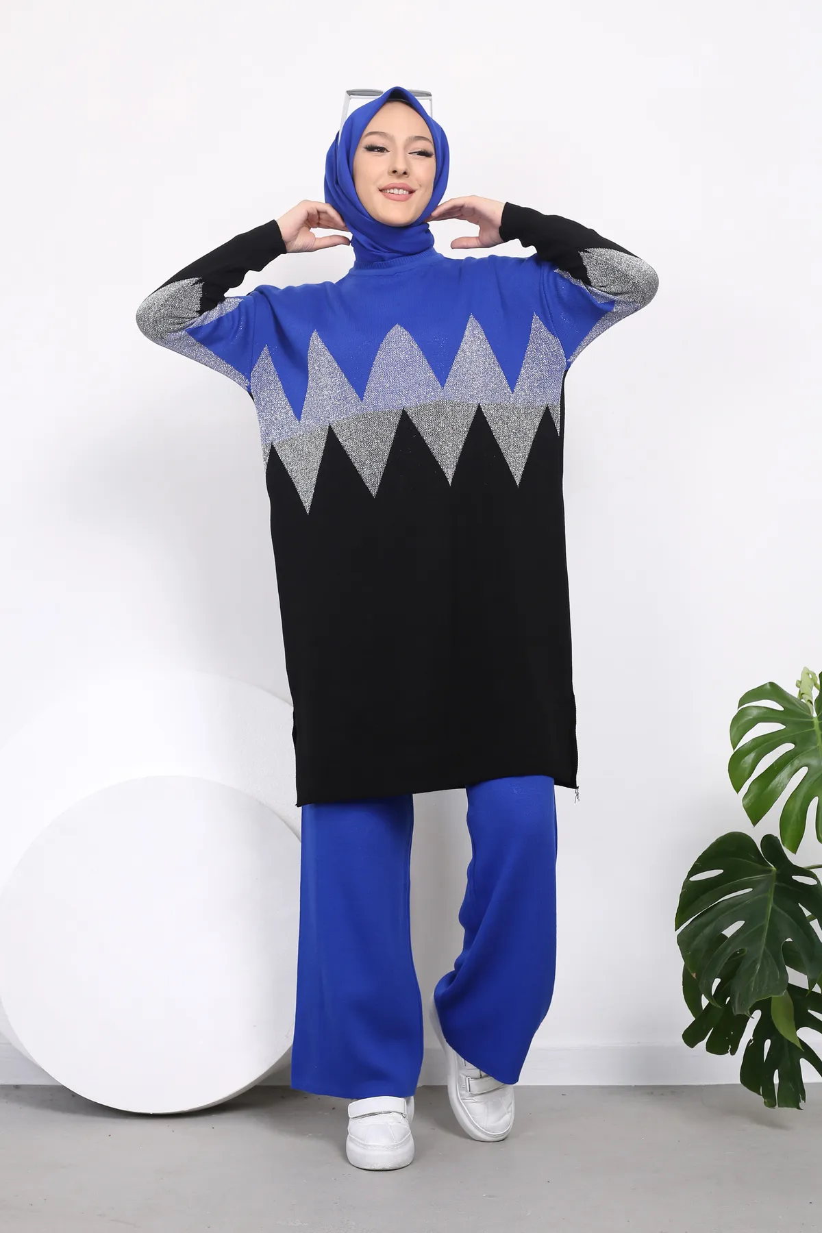 VOLT CLOTHİNG  Strickset mit Zickzack-Muster für Damen
