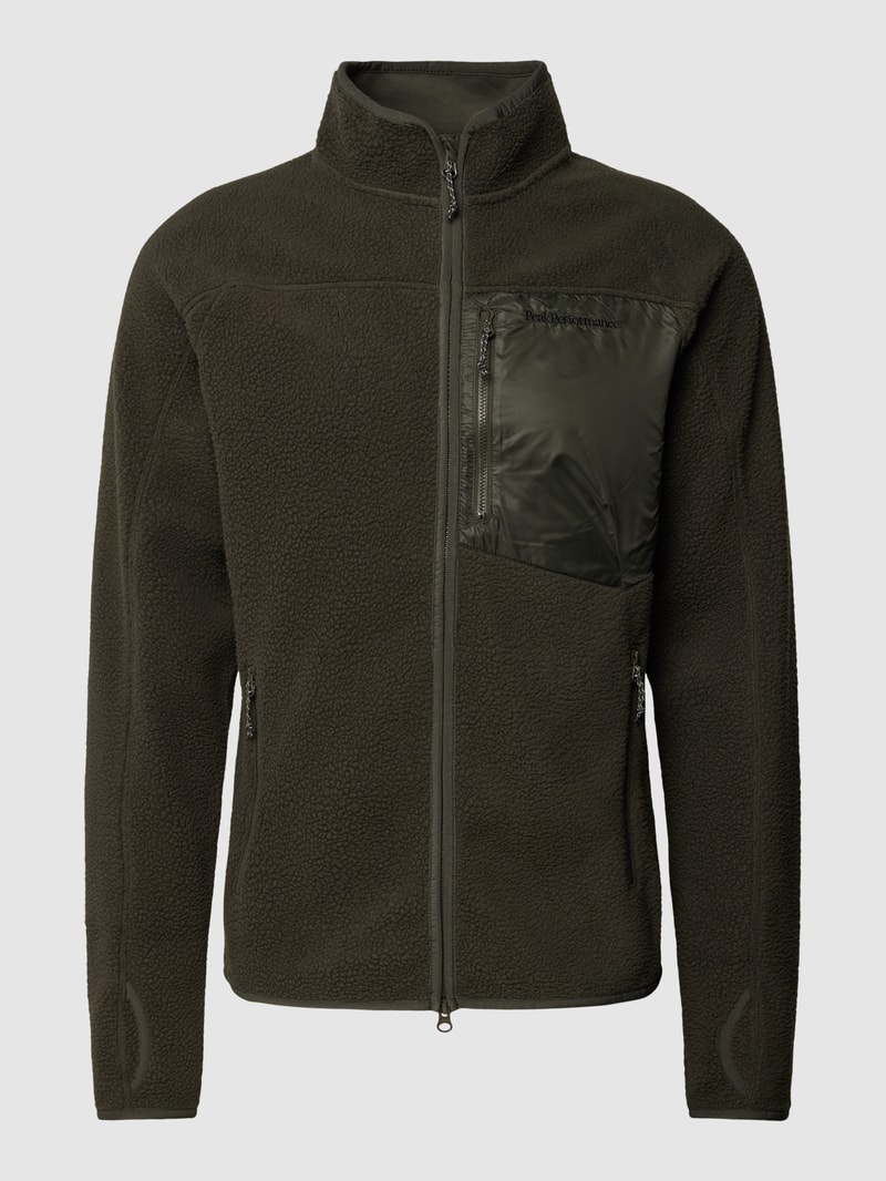 Fleecejacke mit Brusttasche Modell 'Pile' in olivgrün