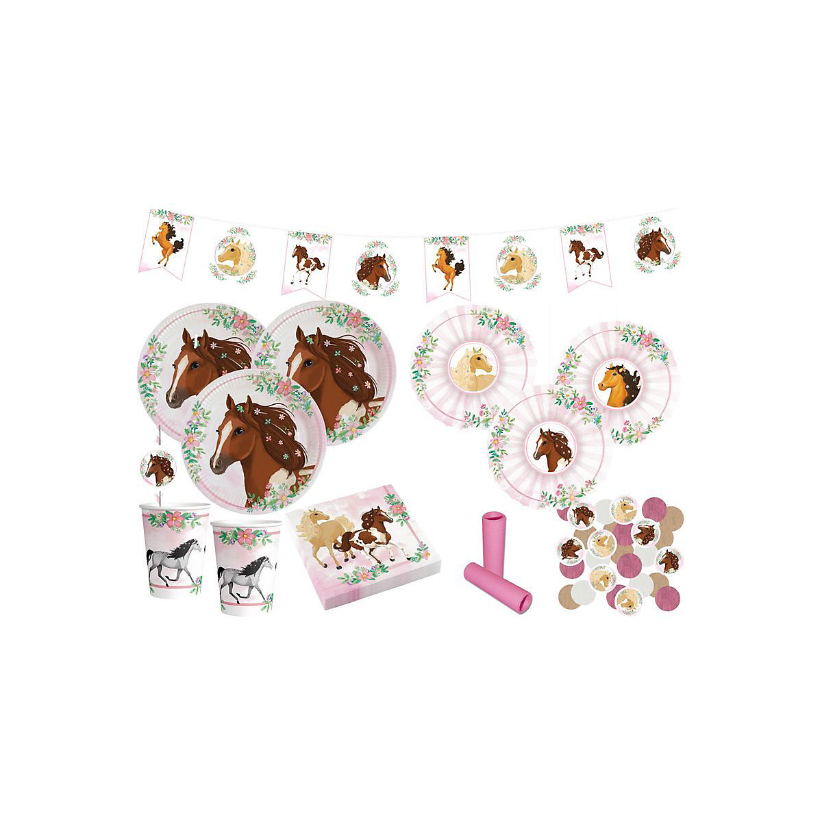 XL 52 Teile Pferde Freundschaft Party Deko Set 8 Kinder