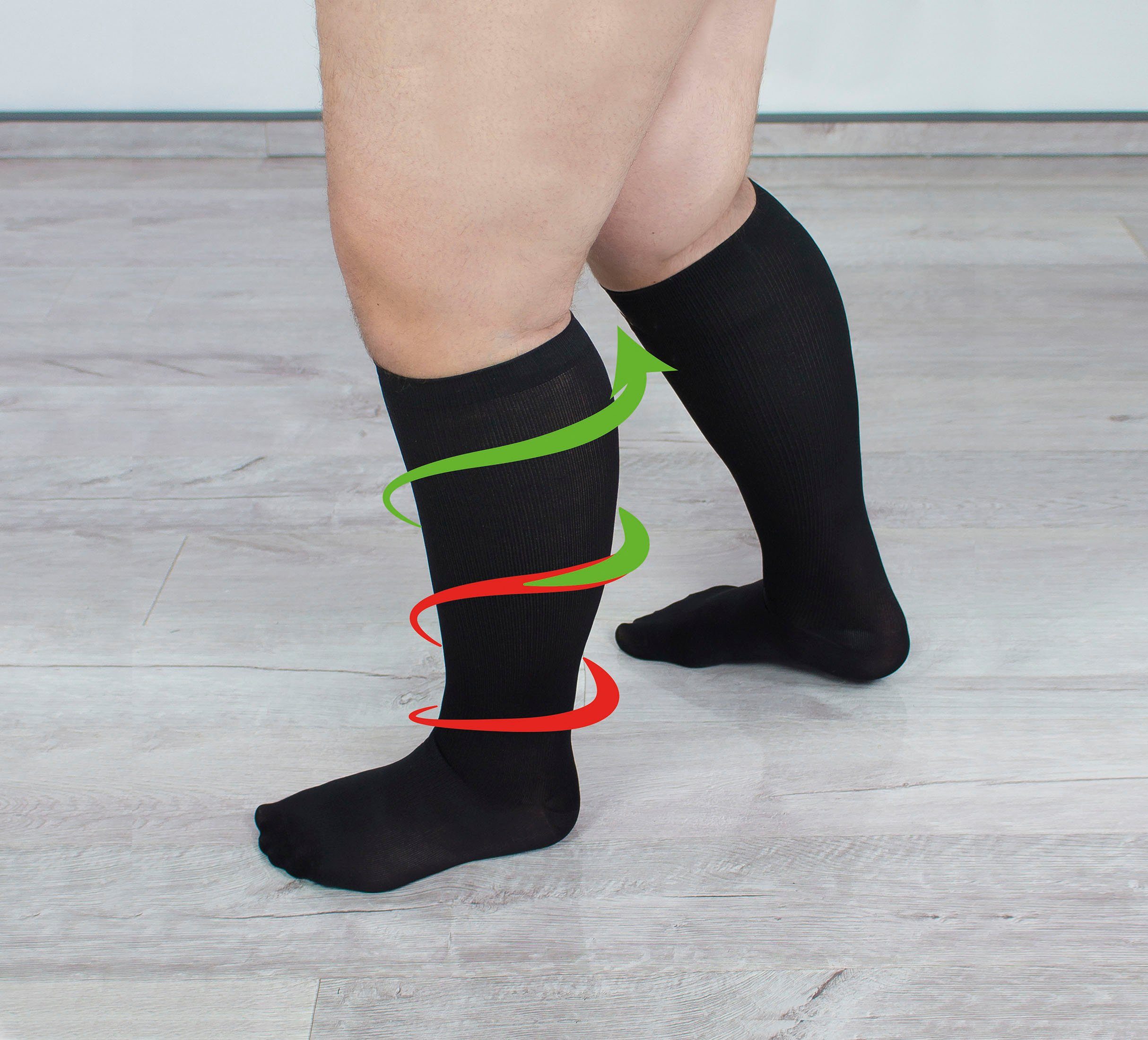 Hydas Stützkniestrümpfe (2-Paar) XL, extra breite Beinweite