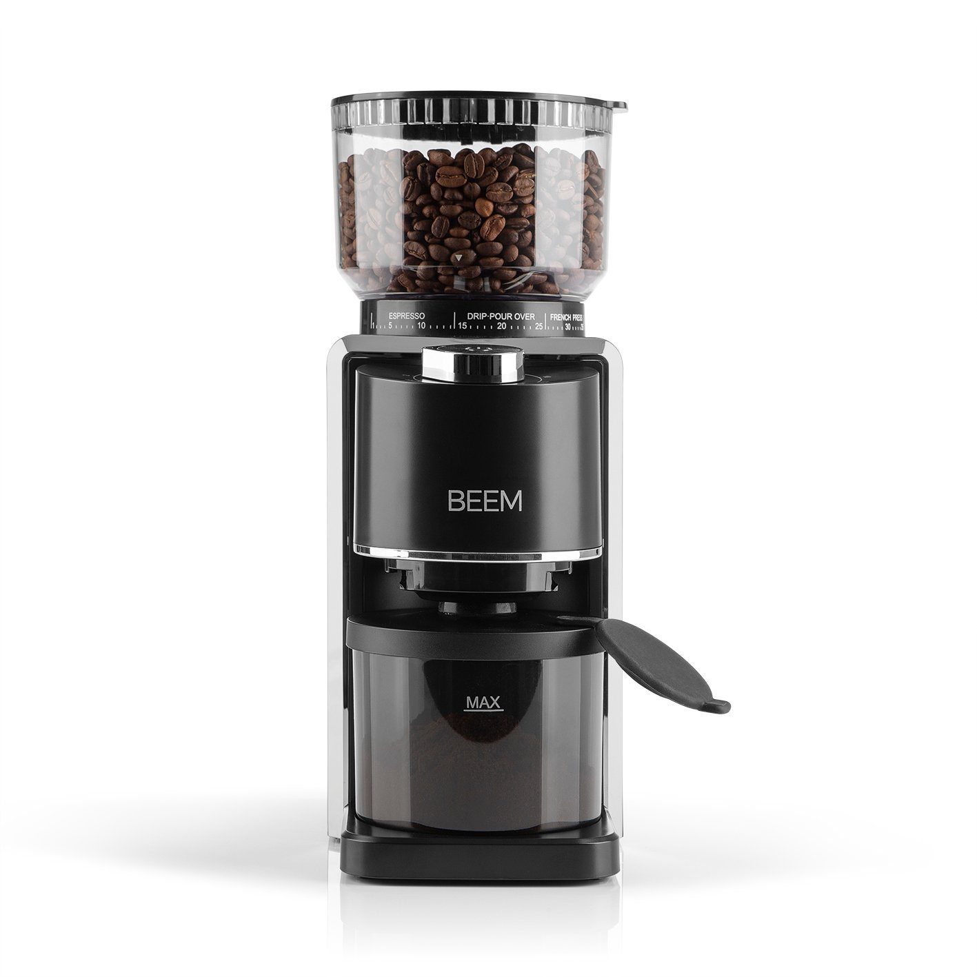 BEEM Kaffeemühle GRIND-PERFECT elektrisch 250 g, 150,00 W, 250,00 g Bohnenbehälter, Mengendosierung per Drehrad einstellbar (2-12 Tassen)