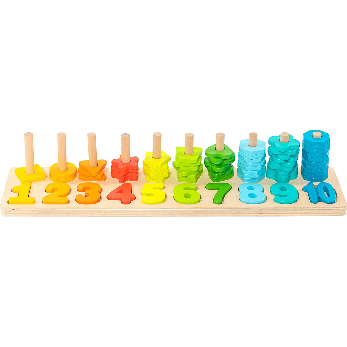 Motorik Steckspielplatte Formen und Zahlen, bunt
