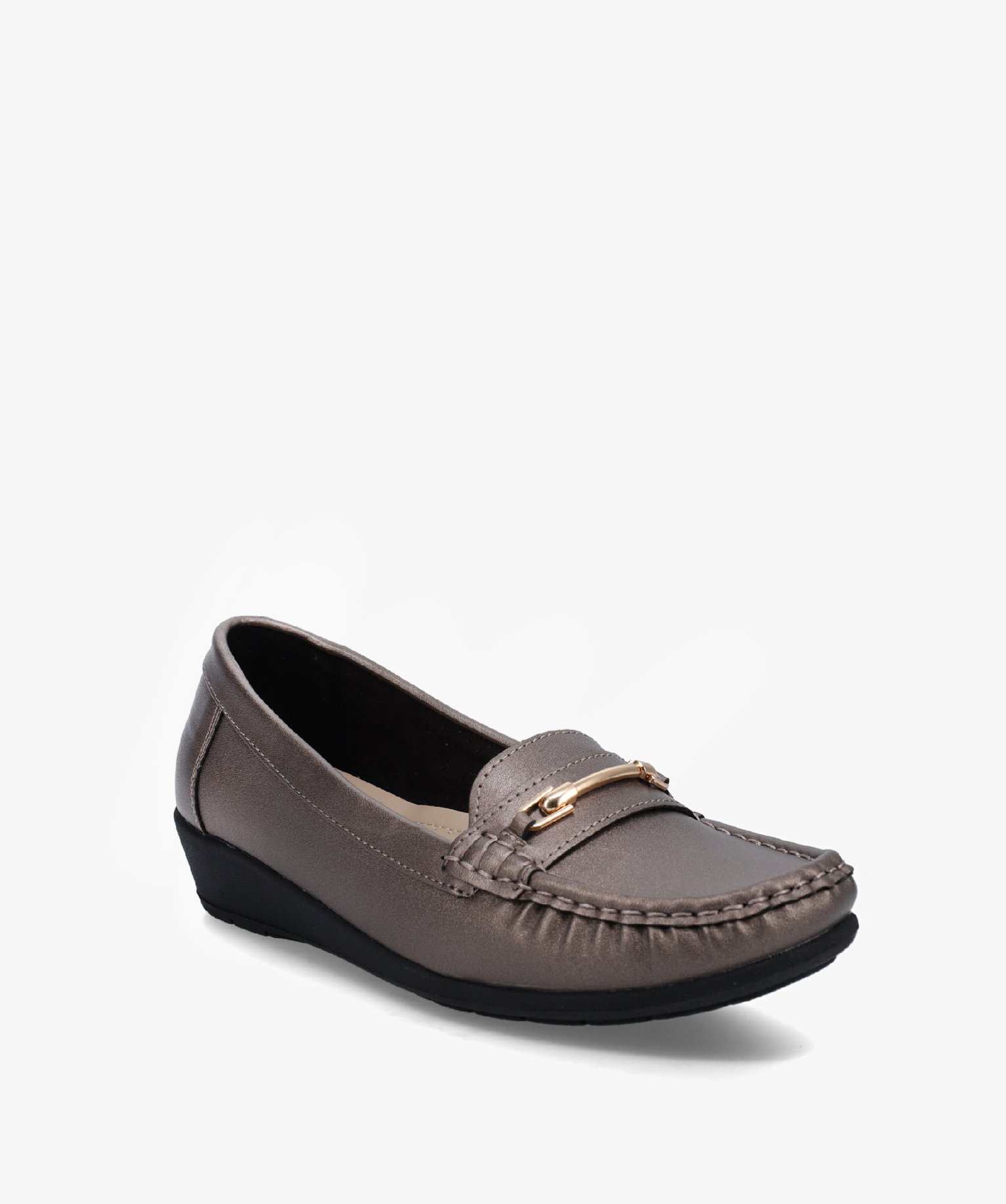 Mocassins à talon compensé et bride métallique femme argent | GEMO
