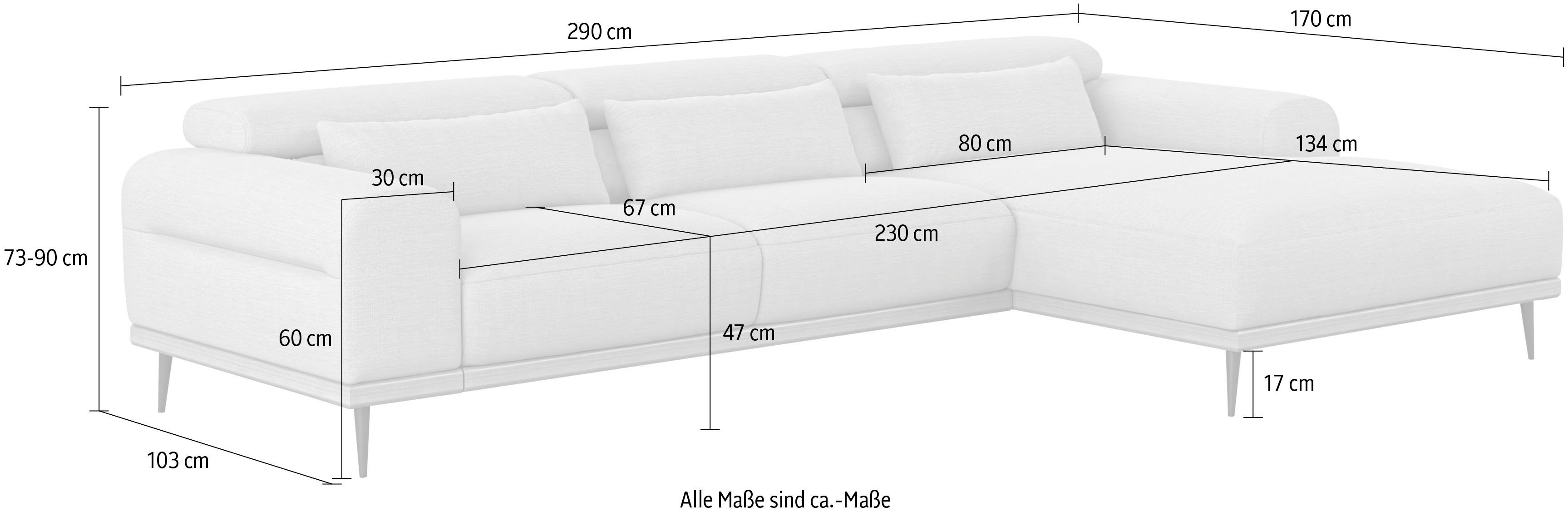 INOSIGN Ecksofa Galaxy, mit verstellbaren Kopfteilen, mit oder ohne Relaxfunktion