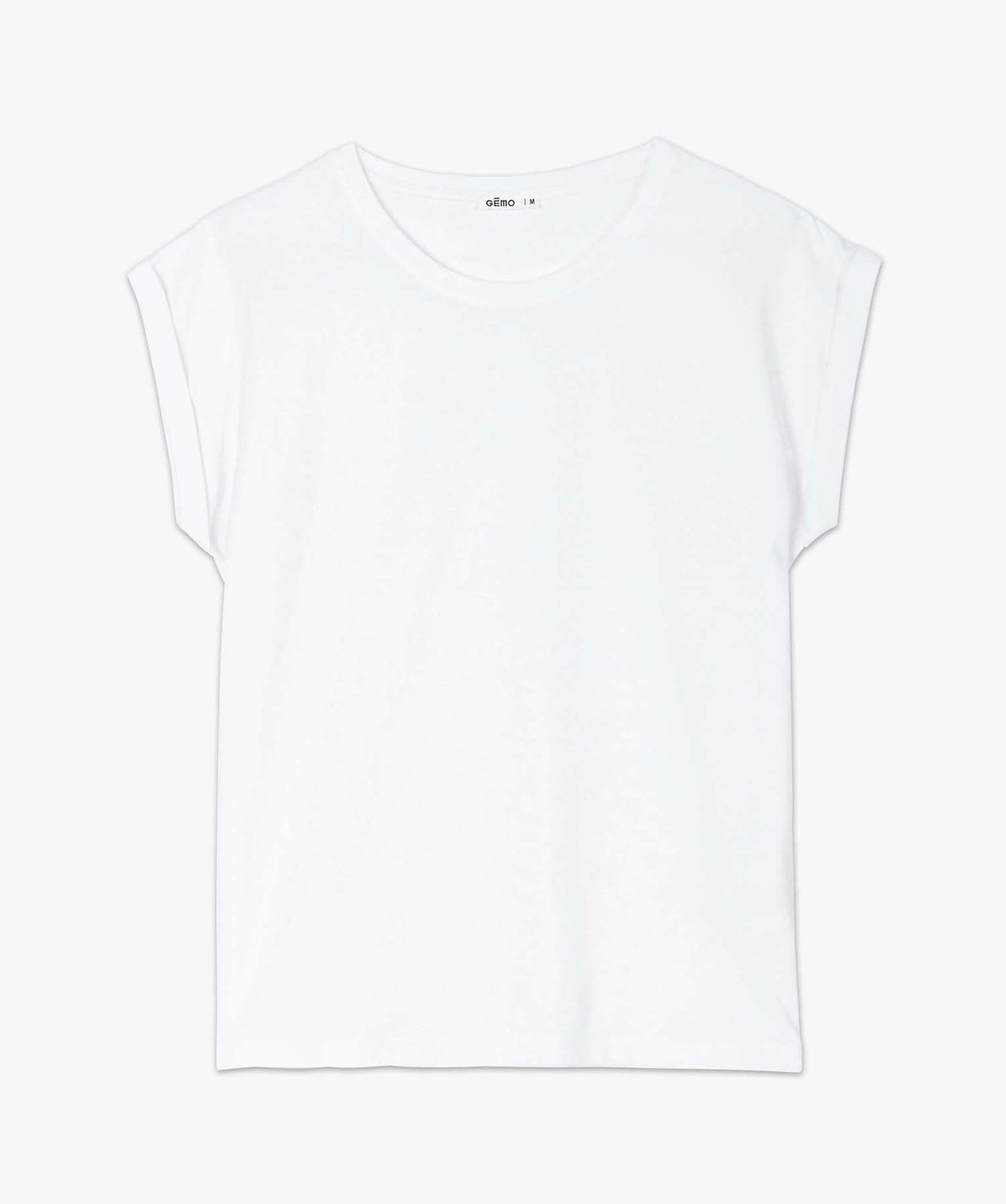 Tee-shirt femme à manches courtes avec revers blanc | GEMO