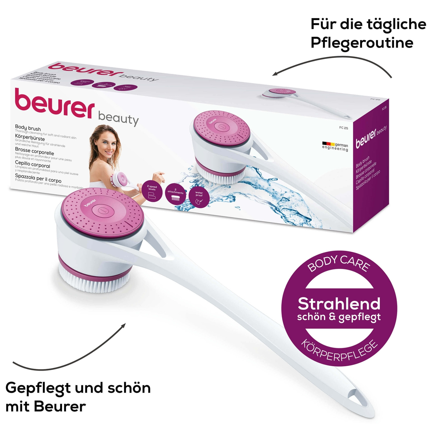 Beurer FC 25  Körperbürste-Elektrische Körper- & Massagebürste für seidenweiche Haut