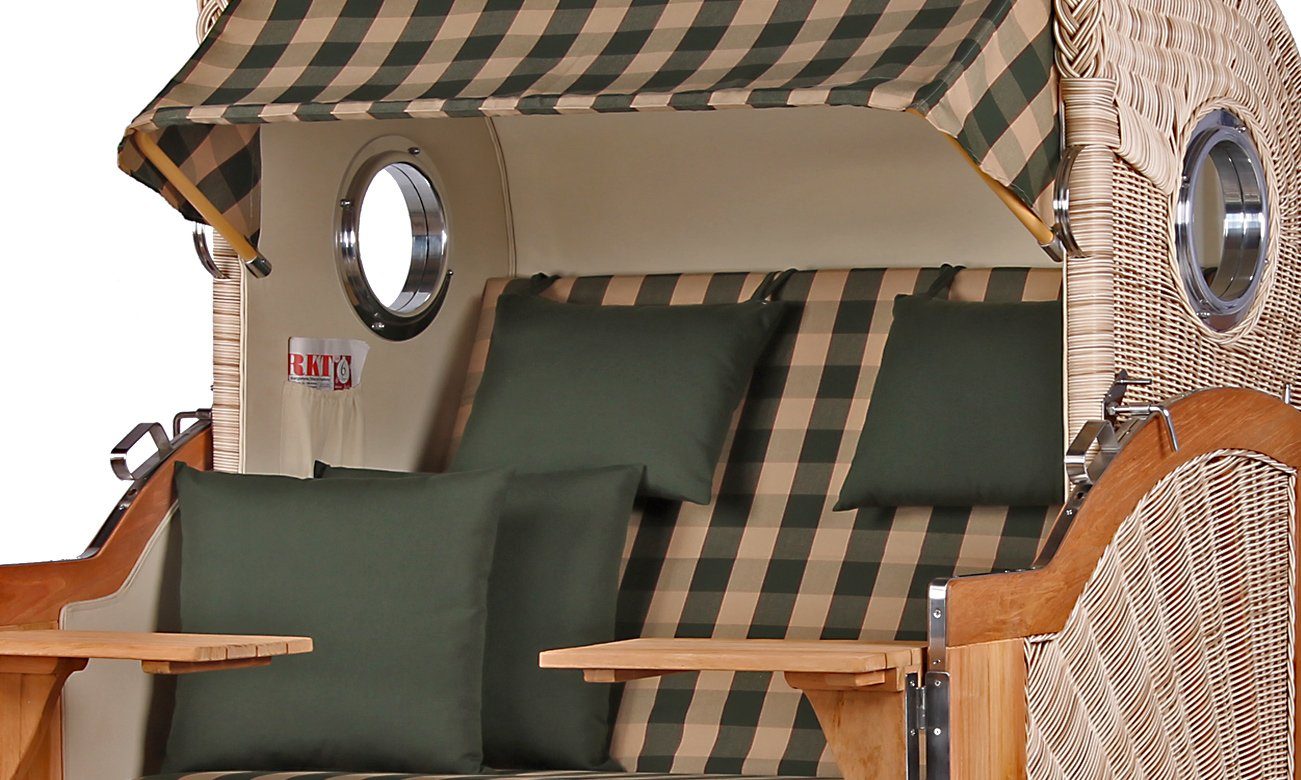 bene living Strandkorb Königssee 2,5-Sitzer Teak - PE shell - Modell 506, BxTxH: 142x95x170 cm, Volllieger ca. 175 Grad, Ostsee-Strandkorb, inkl. Liftersystem und Bullaugen