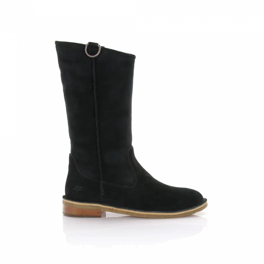 UGG - Stiefel Fell Kalbsleder Veloursleder Logo Ziernaht schwarz - schwarz