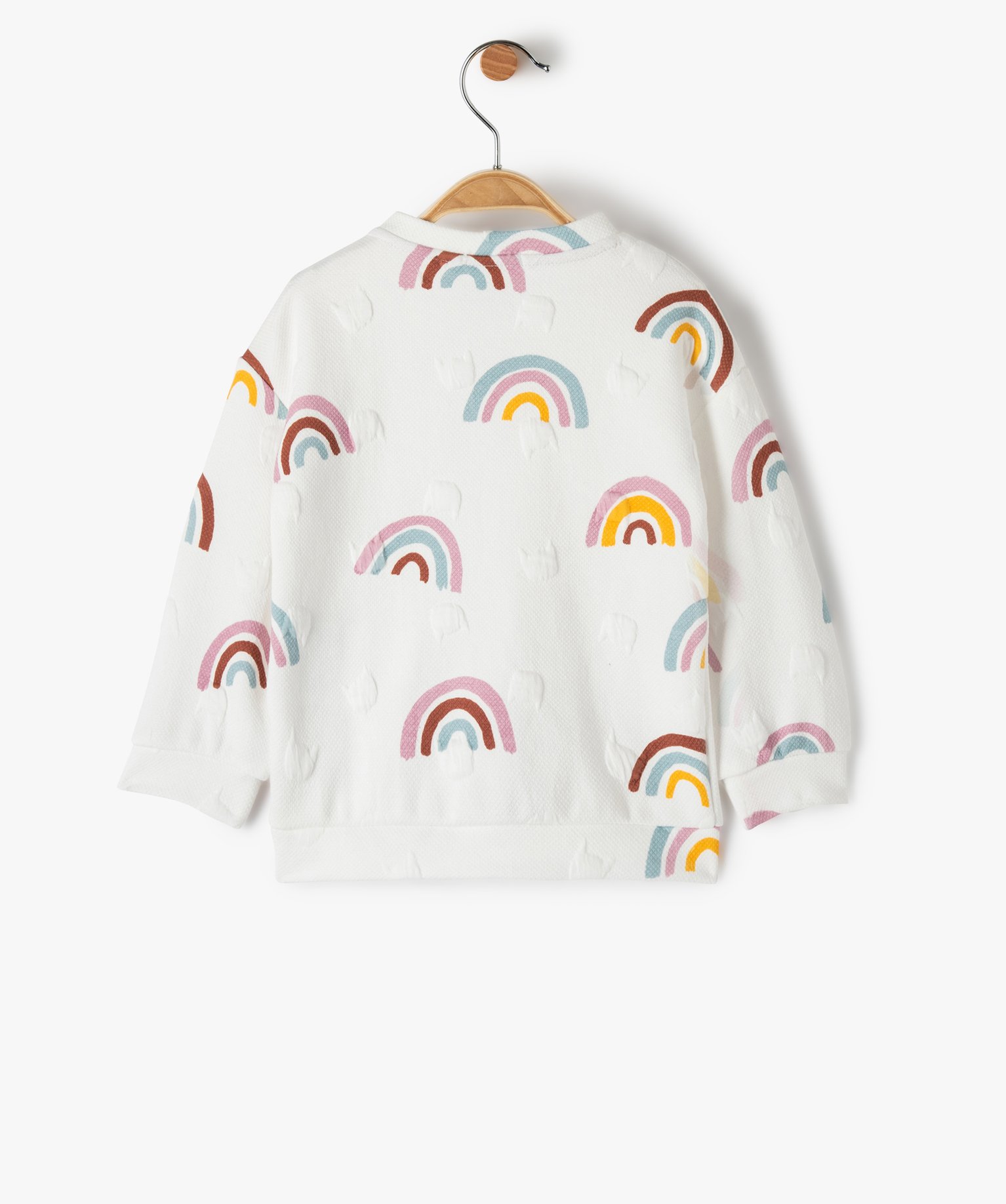 Sweat bébé fille en maille légère à motif gaufré et im... multicolore | GEMO