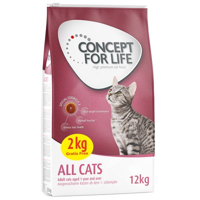 10 + 2 kg gratis! 12 kg Concept for Life für Katzen im Bonusbag