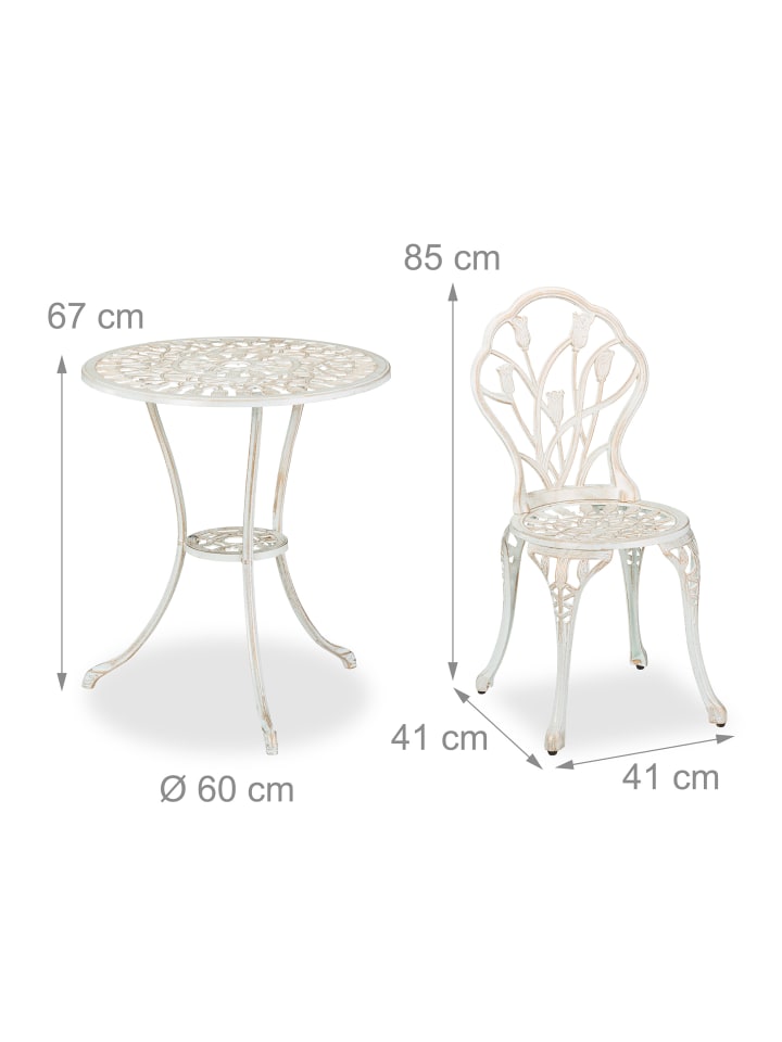 relaxdays 3-tlg. Gartenmöbel Set in Weiß/ Bronze günstig kaufen onesize