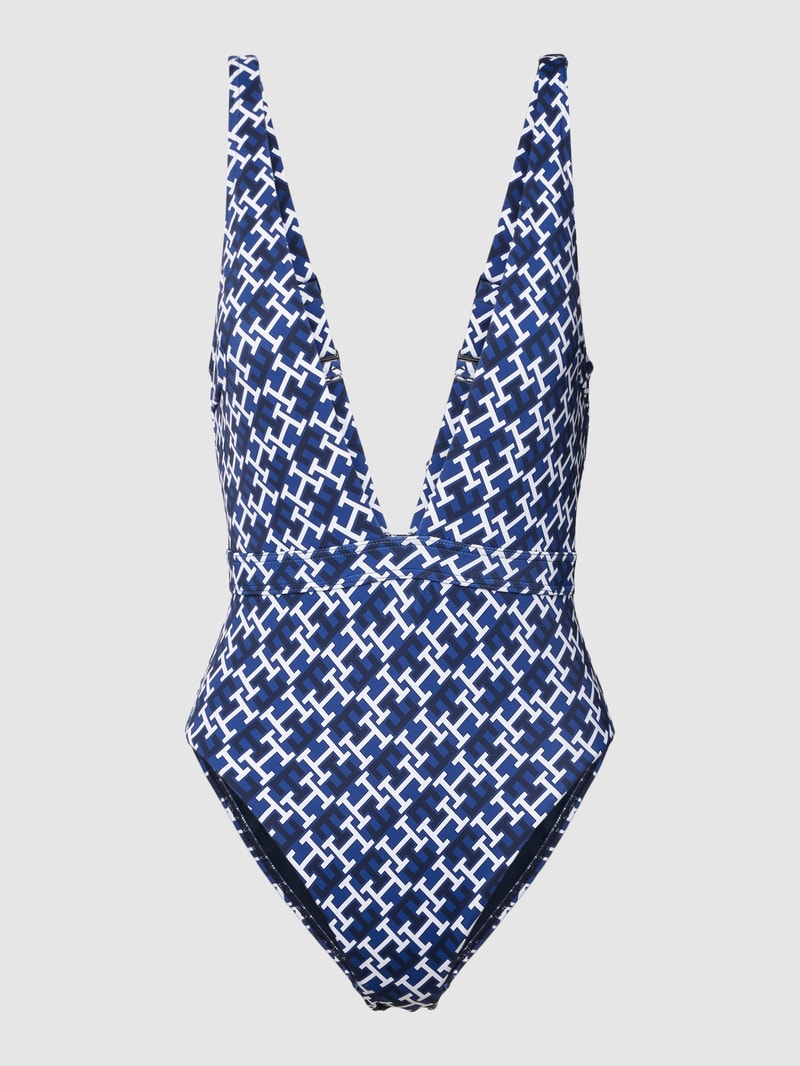 Badeanzug mit Allover-Muster in marineblau
