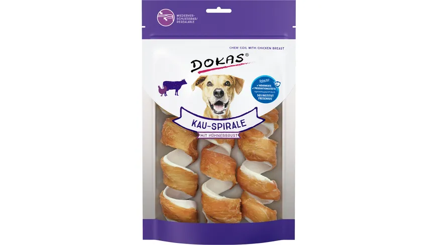 Dokas Hunde Snack Kauspirale mit Hühnerbrustfilet 110 g