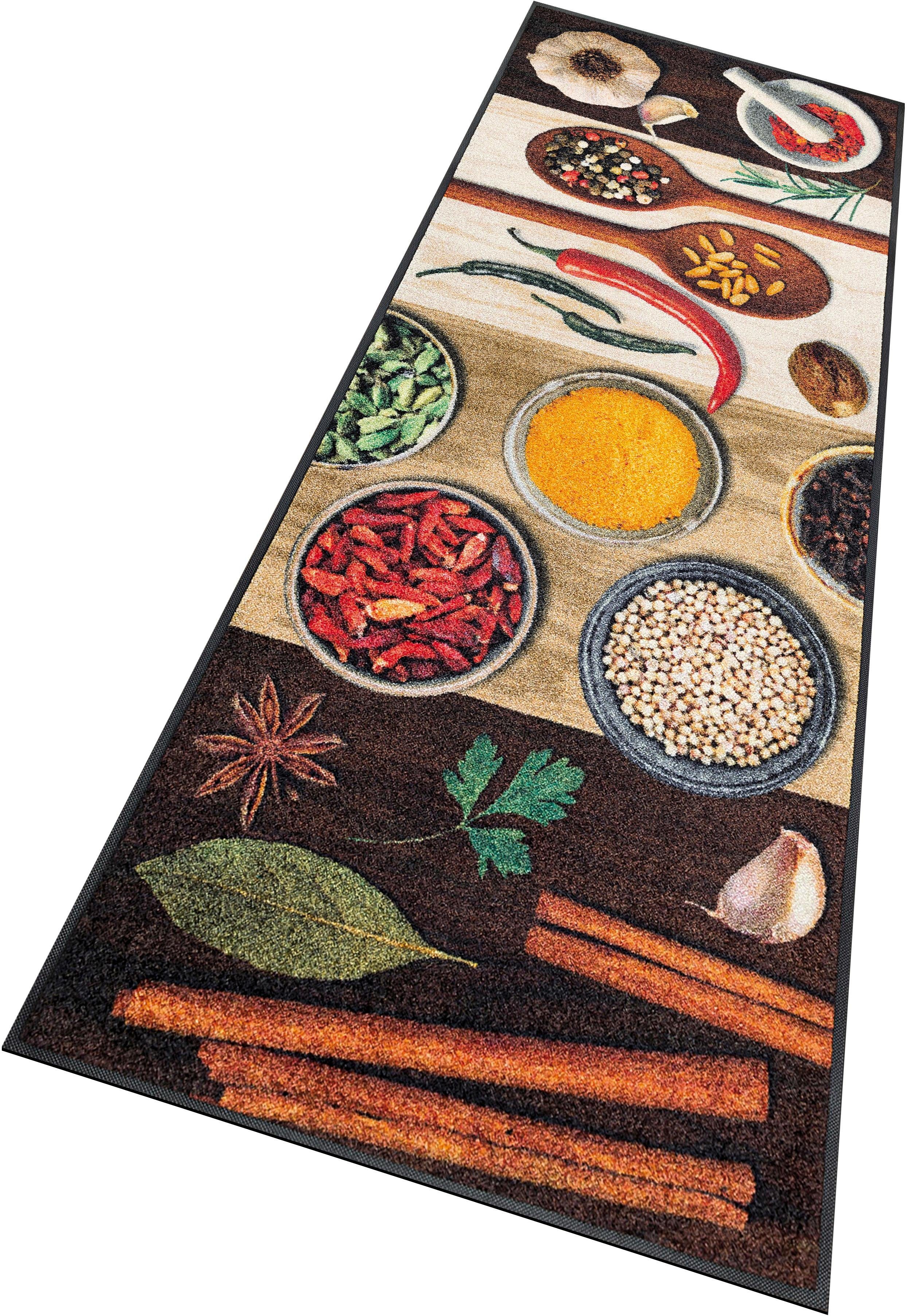 Küchenläufer Hot Spices, wash+dry by Kleen-Tex, rechteckig, Höhe: 9 mm, Motiv Gewürze, rutschhemmend, waschbar, Küche