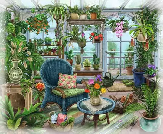 Puzzle 99 Teile - Im Gutshaus - Wintergarten