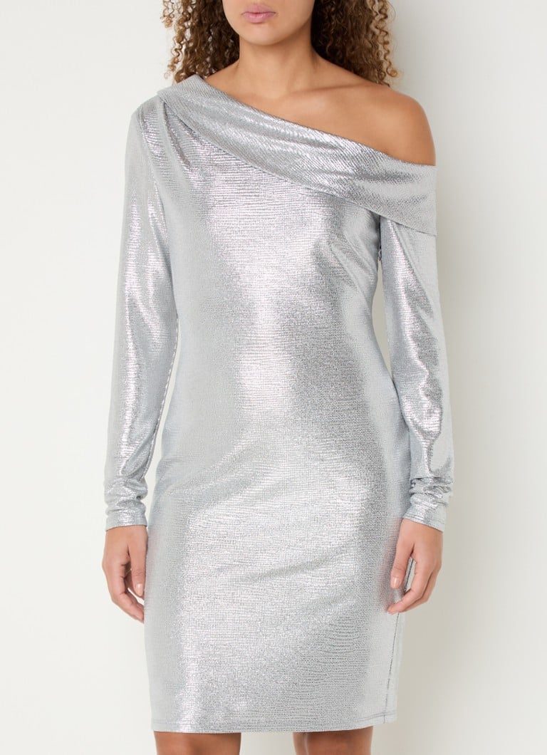 Vestido curto Ralph Lauren de um ombro só com lurex