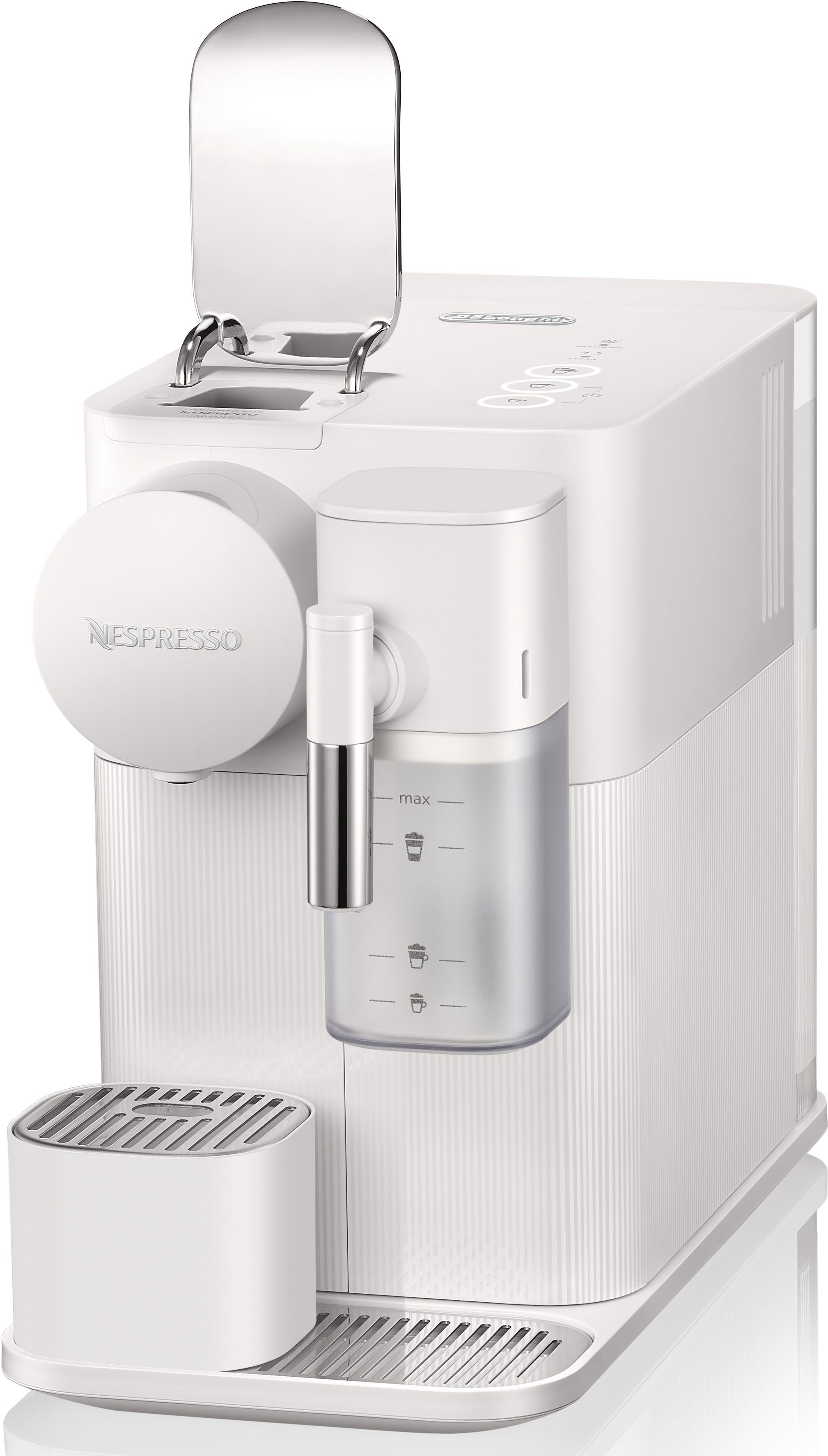 Nespresso Kapselmaschine Lattissima One EN510.W von DeLonghi, White, inkl. Willkommenspaket mit 7 Kapseln