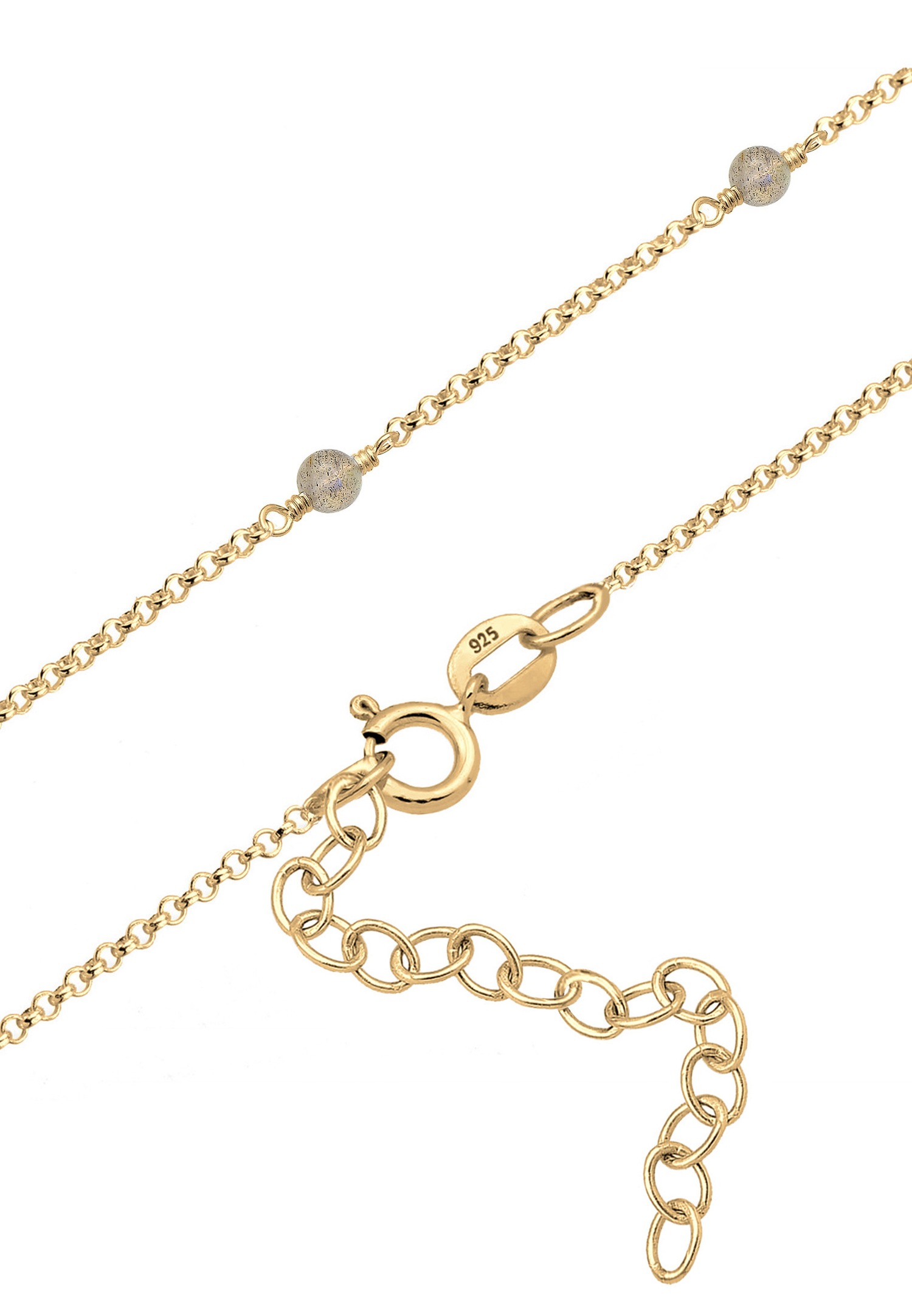 Elli Polka Dot Necklace for Ladies, Boho Labradorite Beads, 925 Sterling Silver