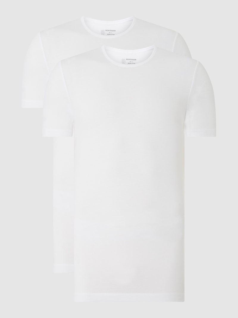 T-Shirt mit Stretch-Anteil im 2er-Pack in weiß