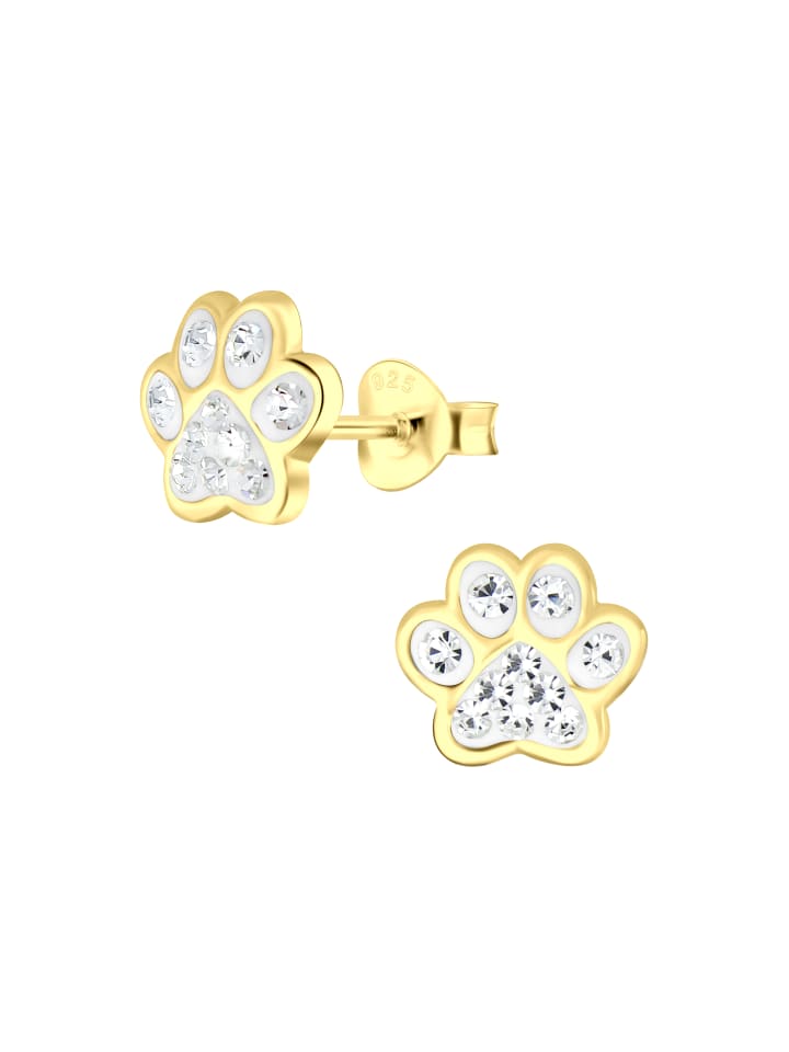 Alexander York Ohrstecker PFOTE weiß 925 Sterling Silber in Gold, 2-tlg. günstig kaufen onesize