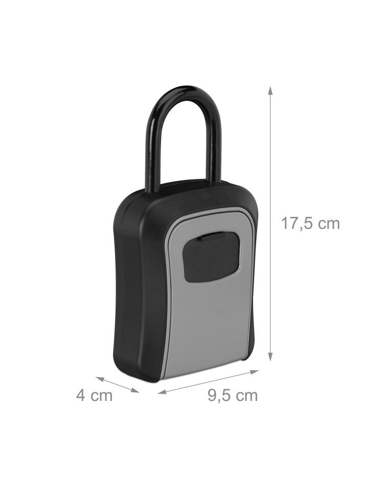 relaxdays Schlüsseltresor in Schwarz/Grau - (B)9,5 x (H)17,5 x (T)4 cm günstig kaufen onesize