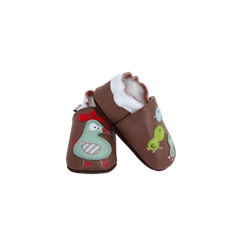 Lait et Miel Poulailler Krabbelschuhe mit Henne und Kücken