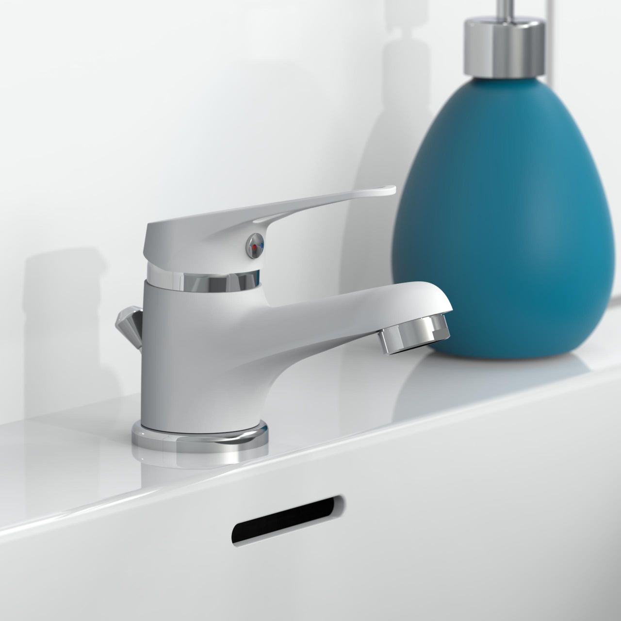 Eisl SPEED Waschtischarmatur mit Zugstange, Wasserhahn Bad mit Ablaufgarnitur, Mischbatterie Waschbecken