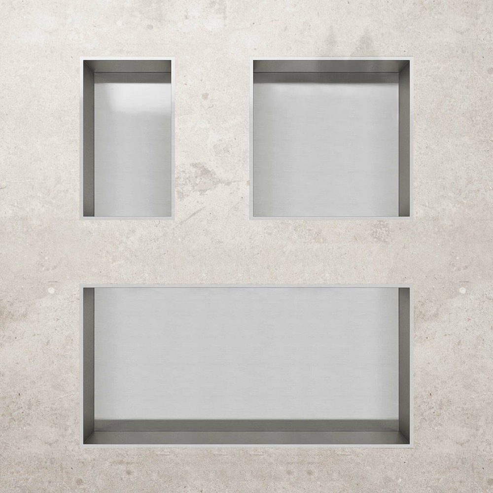 Aloni Regalaufsatz HEC30BS, (1-St), Aloni Wandnische Edelstahl gebürstet rostfrei 305x305x100mm