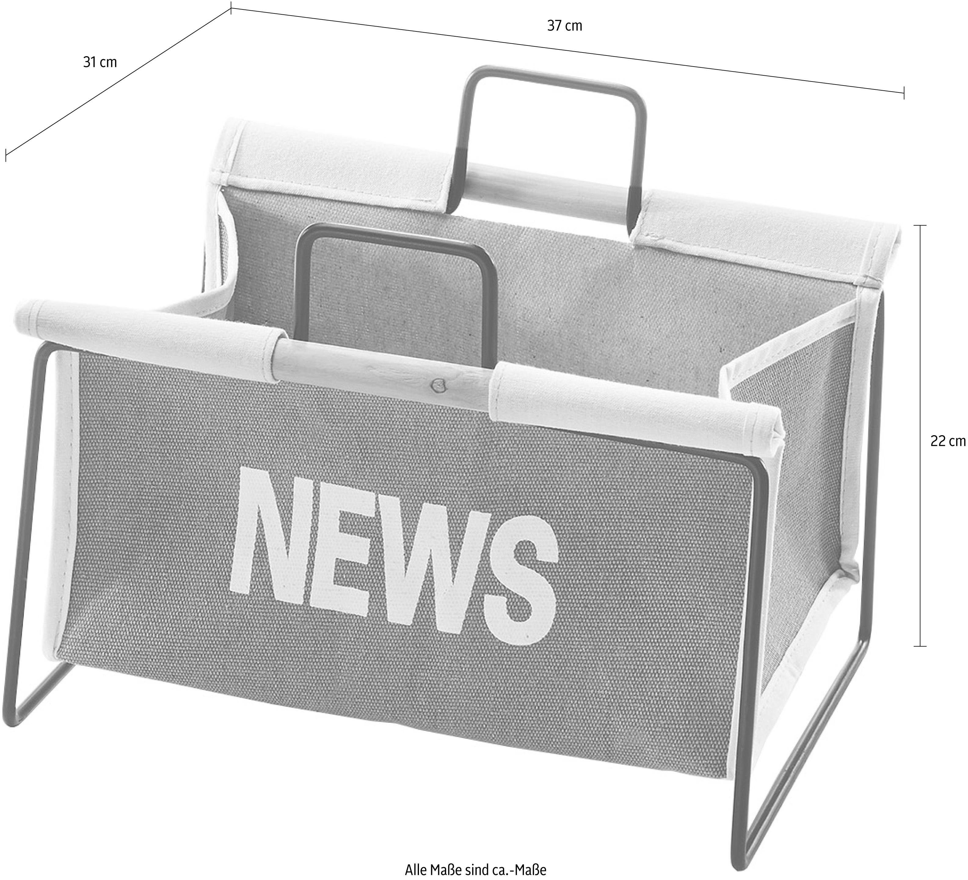 locker Zeitungsständer Zeitungsständer aus Metall, schwarz und Canvas grau