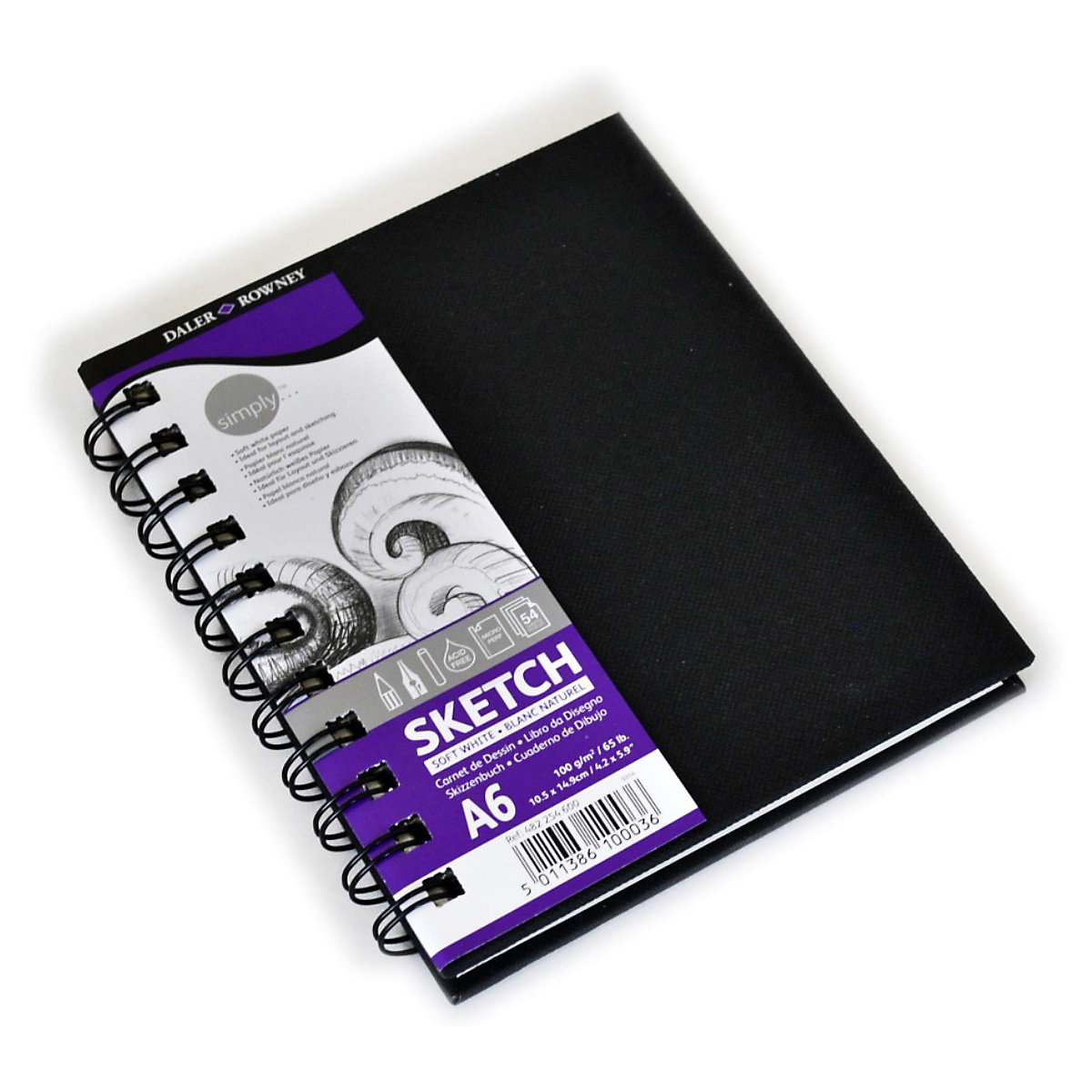 Daler Downey Simply Skizzenbuch 100g/qm, 54 Blatt, A6, Spiralbindung