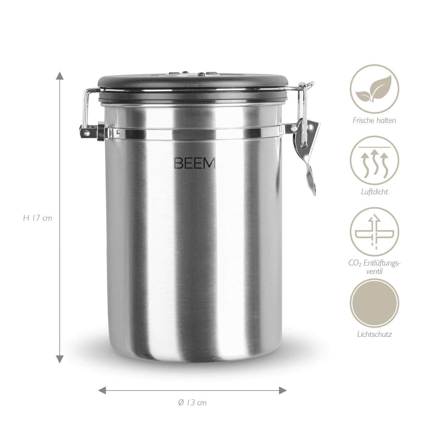 BEEM Kaffeedose, Vorratsdose mit Dosierlöffel 1,9l