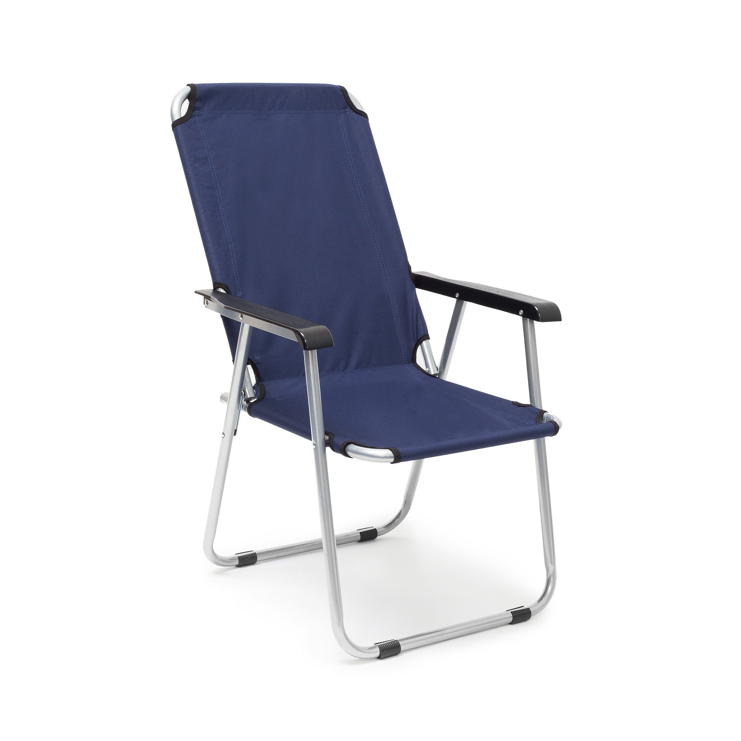 relaxdays Campingstuhl Campingstuhl 2er Set mit Armlehne, Dunkelblau